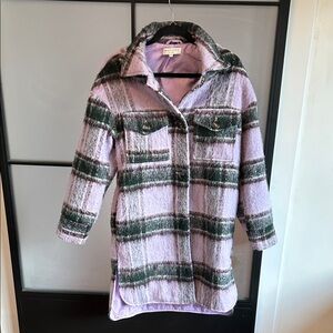 Zara Purple and Green Plaid Teddy Jacket
